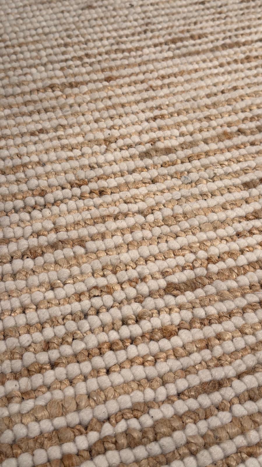 STRIPE WOOL/JUTE/HEMP  3.00 x 4.00 Mtr NATURAL/WHITE