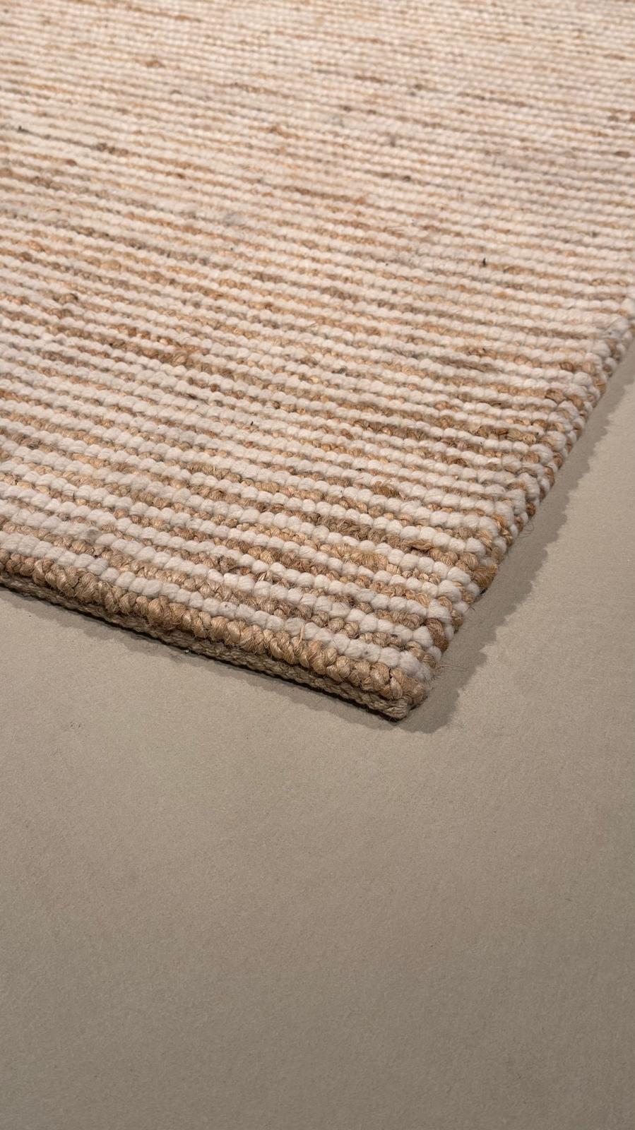 STRIPE WOOL/JUTE/HEMP  3.00 x 4.00 Mtr NATURAL/WHITE
