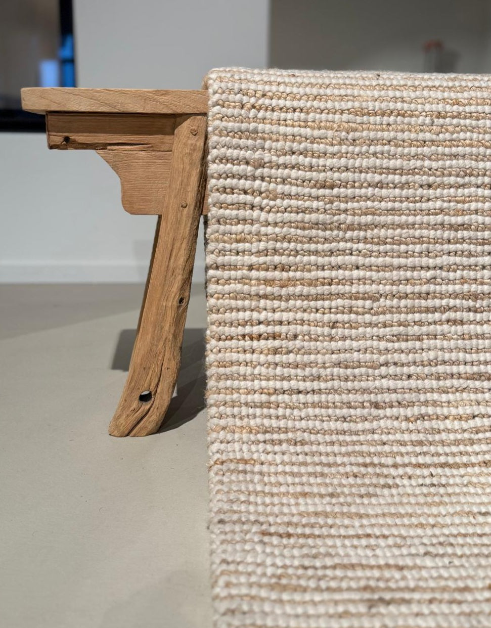 STRIPE WOOL/JUTE/HEMP  3.00 x 4.00 Mtr NATURAL/WHITE